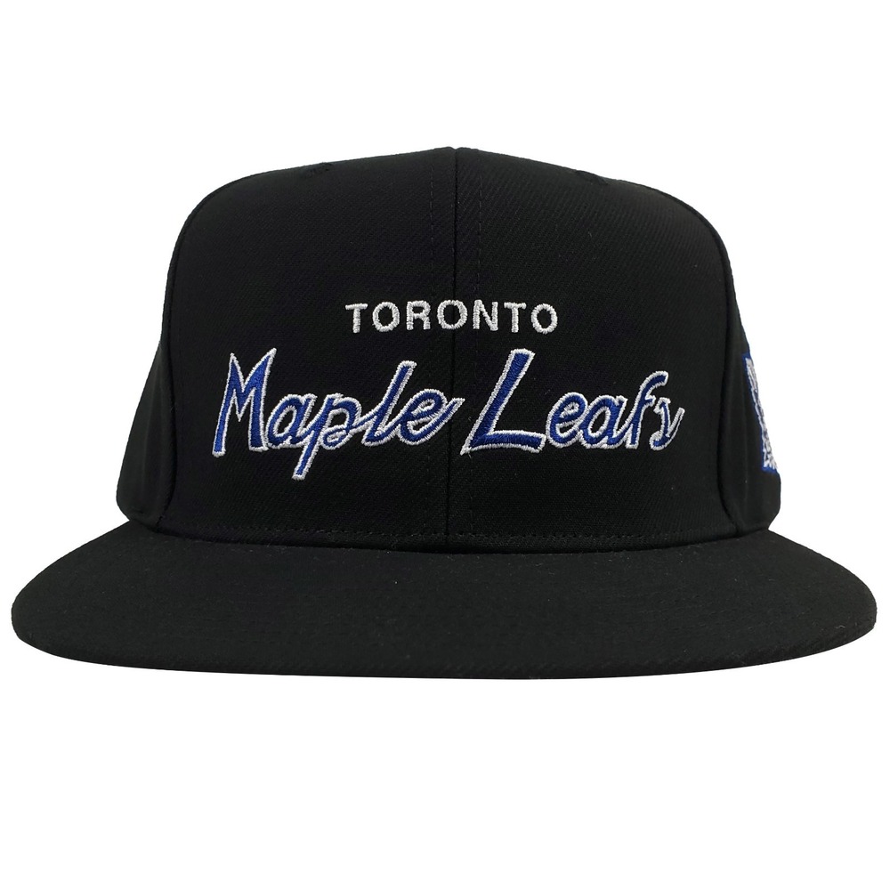 Toronto Maple Leafs Mitchell & Ness NHL Snapback Hat Cap Script Logo Black New